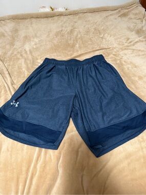 Under Armour Gym Loose Men's Heat Gear Navy Athletic Shorts Medium